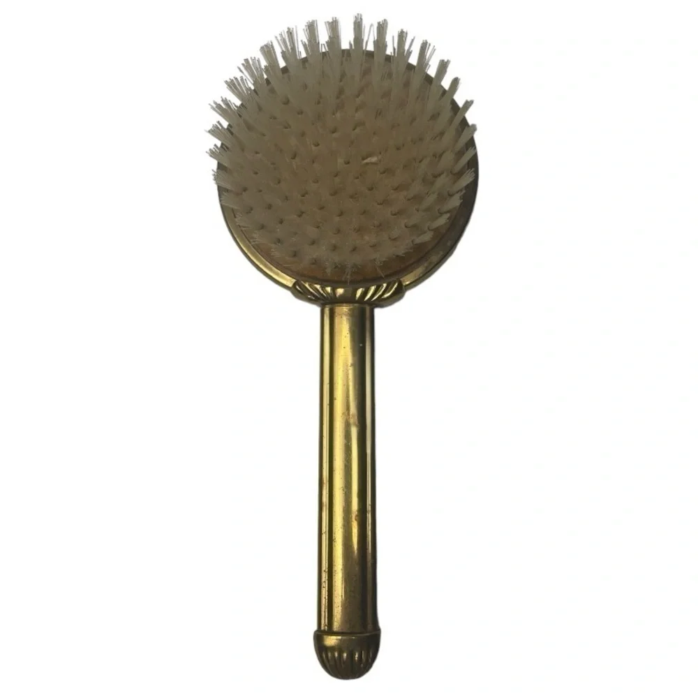 Vintage Nylon Bristle Gold Tone Vanity Hair Brush
